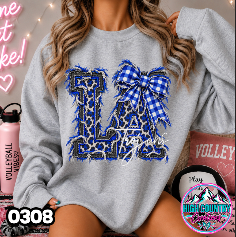 0308 FAUX RIPPED DENIM MASCOT SWEATER