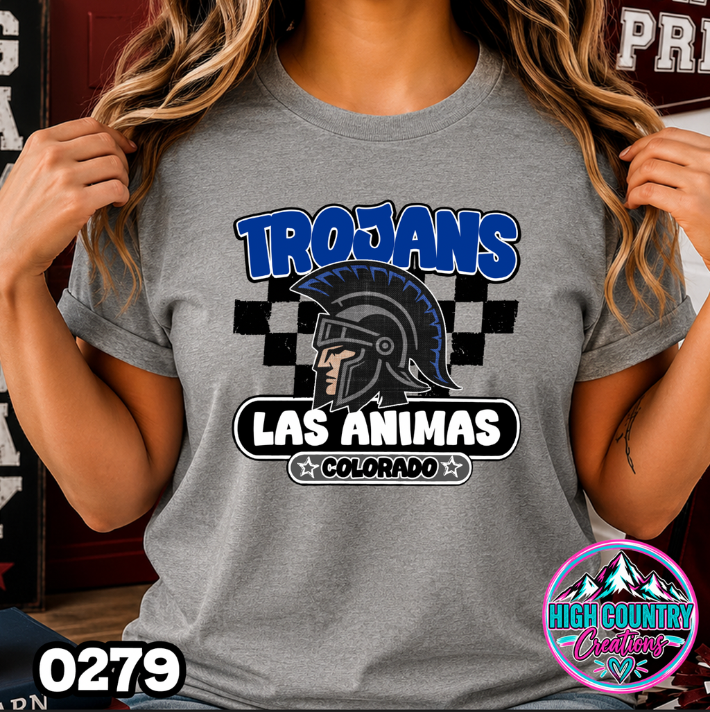 0279 Vintage Checkers Varsity Crew TEE