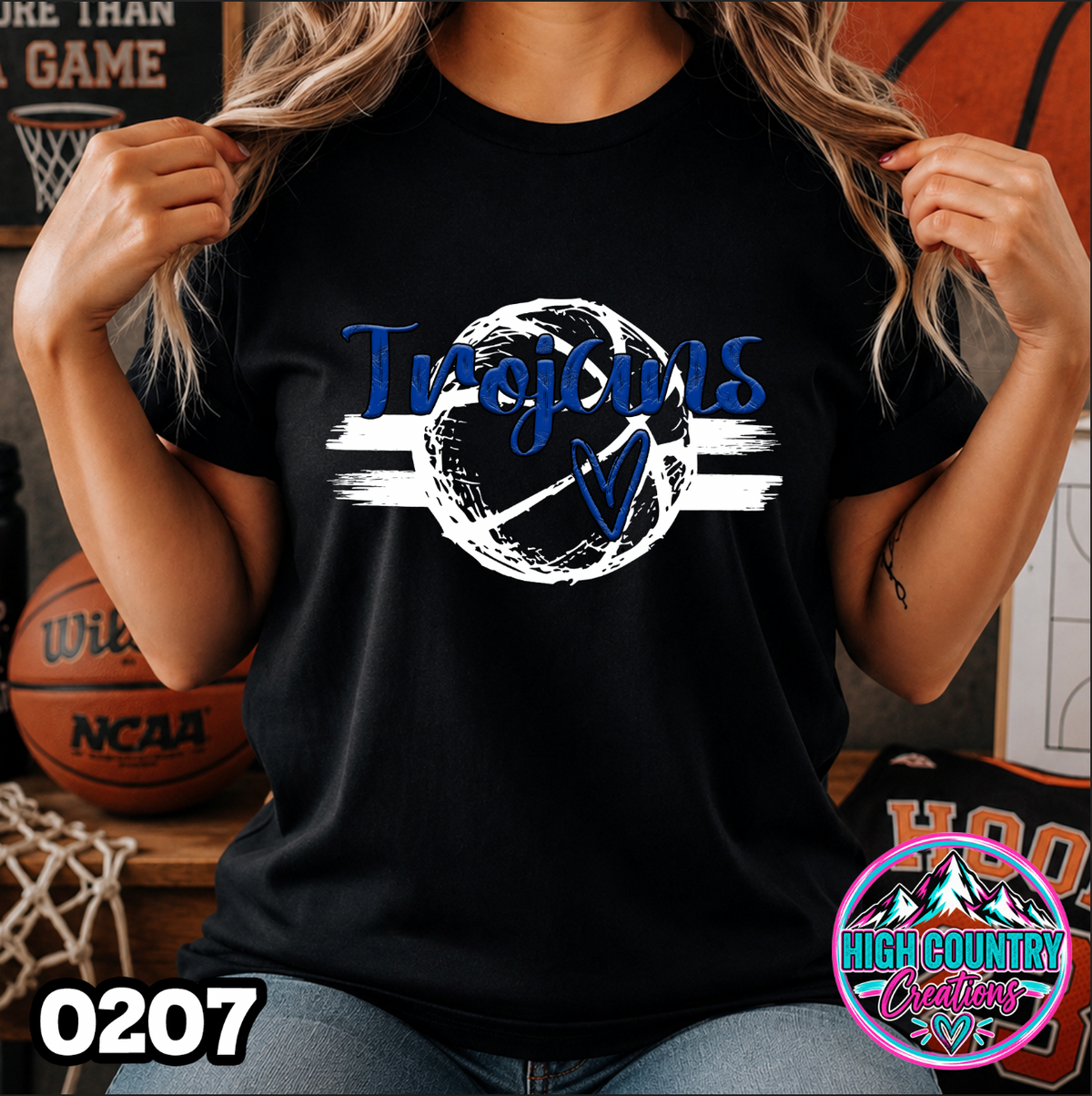 0207 Sketched Basketball School Spirit Tee