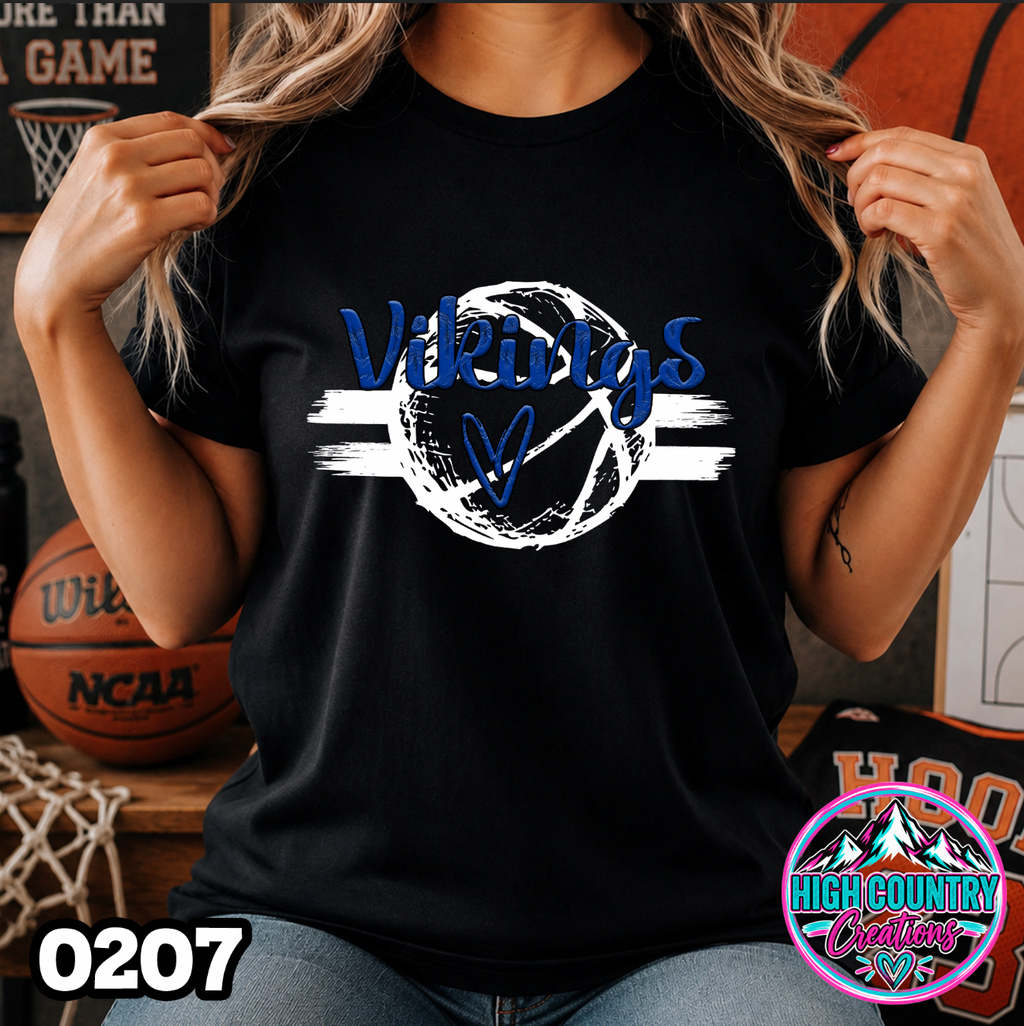 0207 Sketched Basketball School Spirit Tee