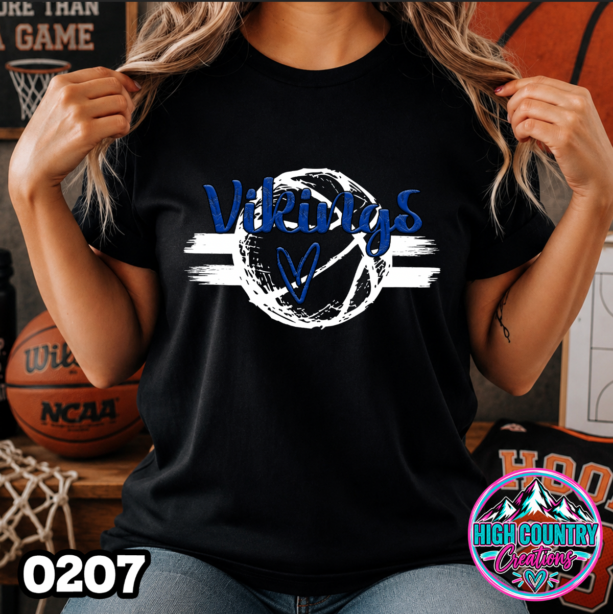 0207 Sketched Basketball School Spirit Tee