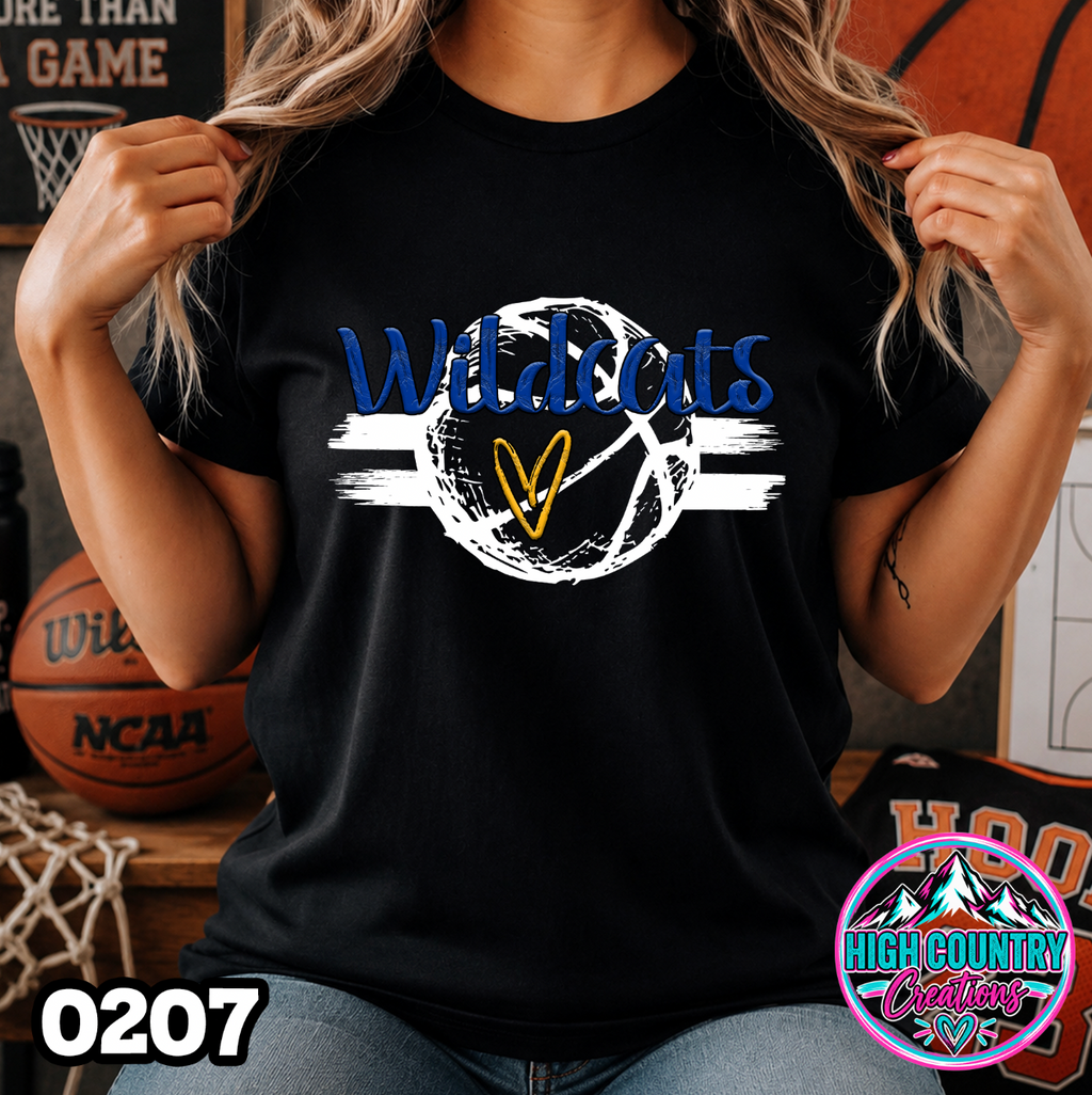 0207 Sketched Basketball School Spirit Tee
