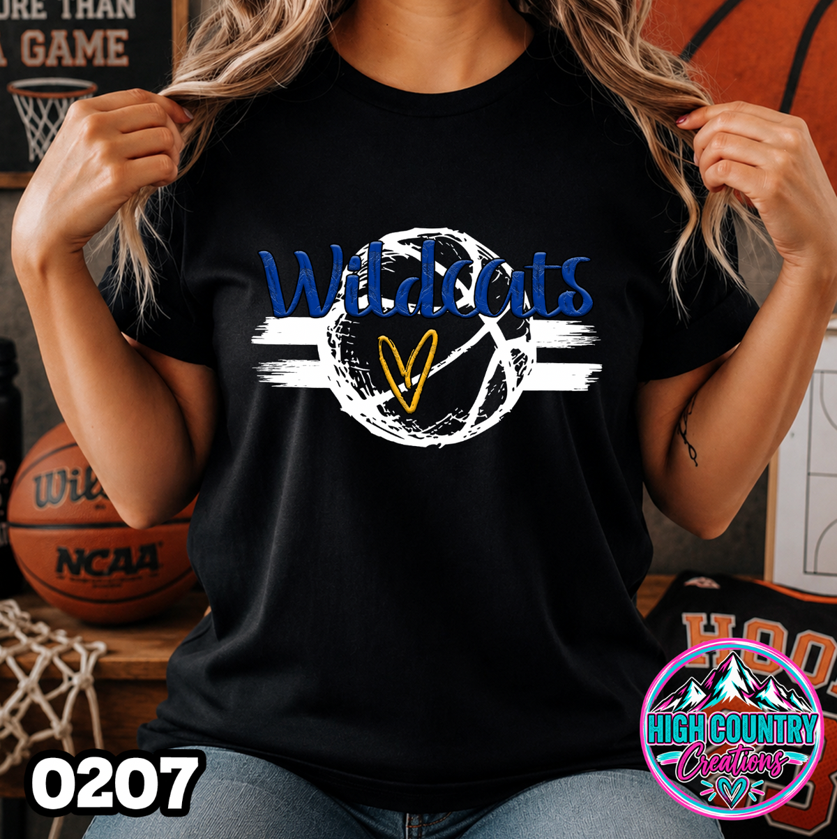 0207 Sketched Basketball School Spirit Tee