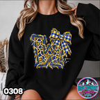 0308 FAUX RIPPED DENIM MASCOT SWEATER