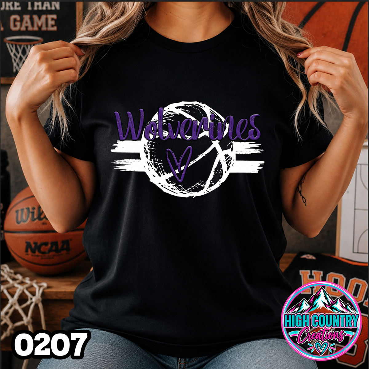 0207 Sketched Basketball School Spirit Tee