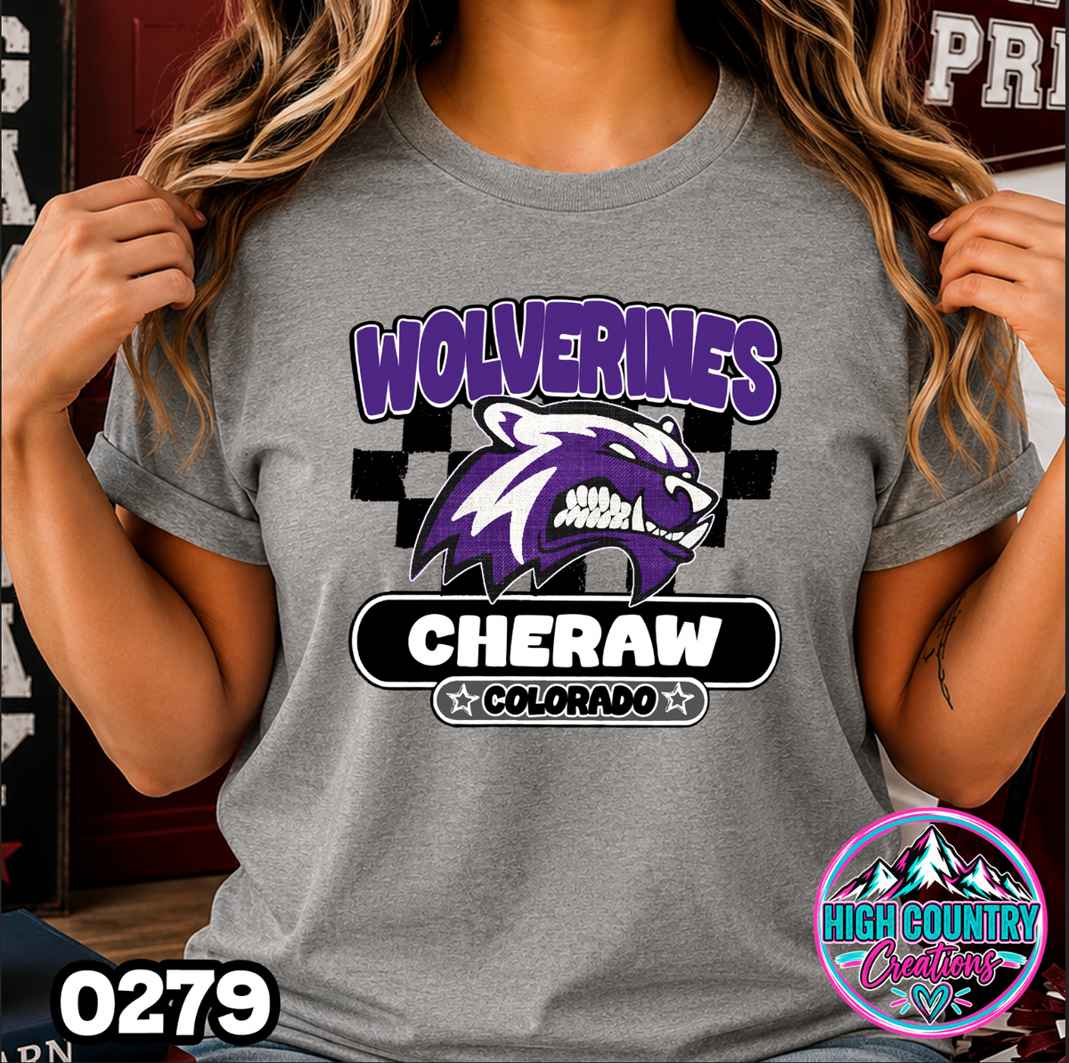 0279 Vintage Checkers Varsity Crew TEE